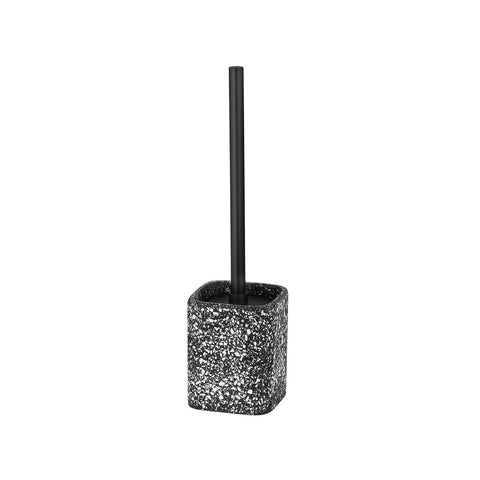 Set de baño de terrazo con portacepillos negro