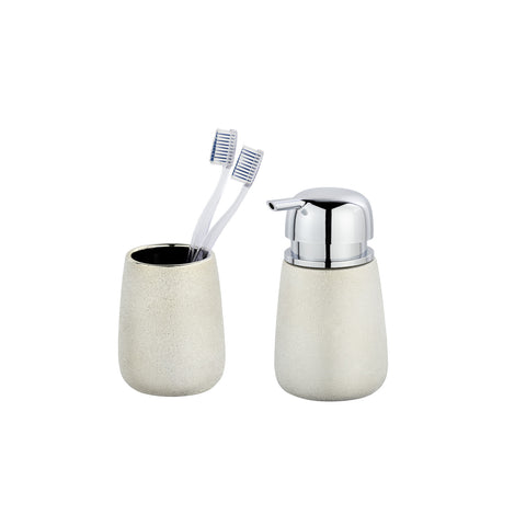 Set de dispensador y portacepillos de dientes dorado Glimma