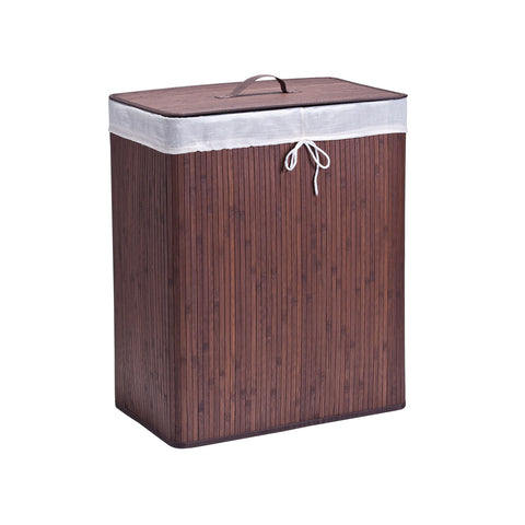 Cesta de bambú para ropa con 2 compartimentos
