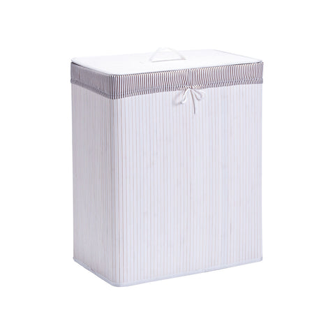 Cesta de bambú para ropa con 2 compartimentos