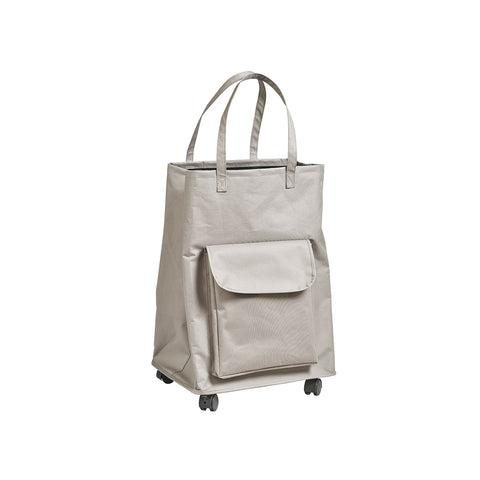 Cesta para ropa con ruedas y asas beige