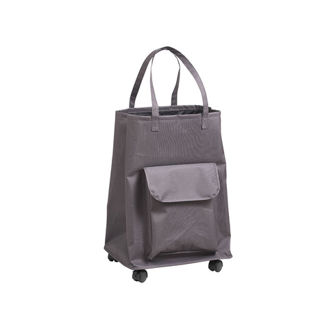 Cesta para ropa con ruedas y asas gris