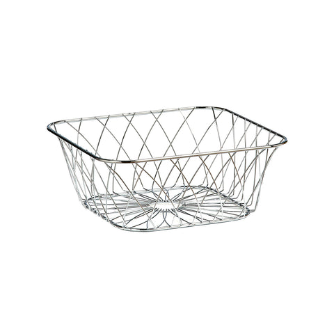 Frutero de cocina cuadrado de metal cromado, elegante y práctico