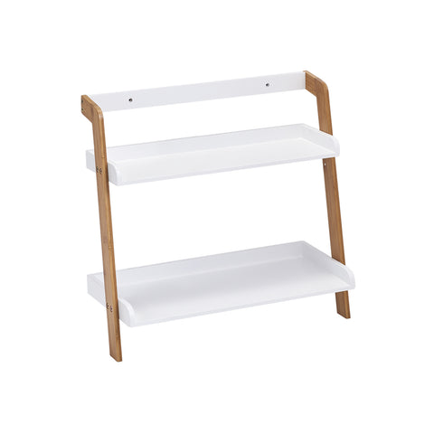 Estante de pared de bambú/MDF de 2 niveles