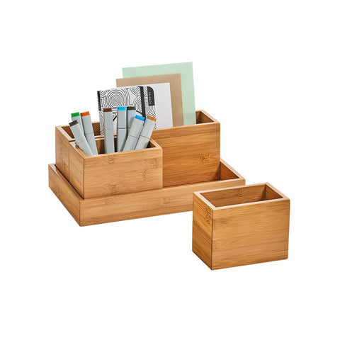Organizador con bandeja de bambú 28x18x11cm