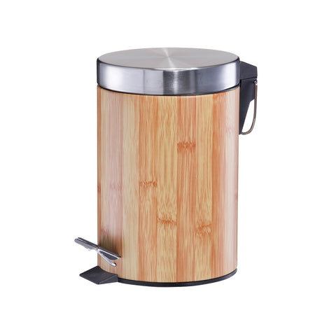 Papelera con pedal de bambú 3l