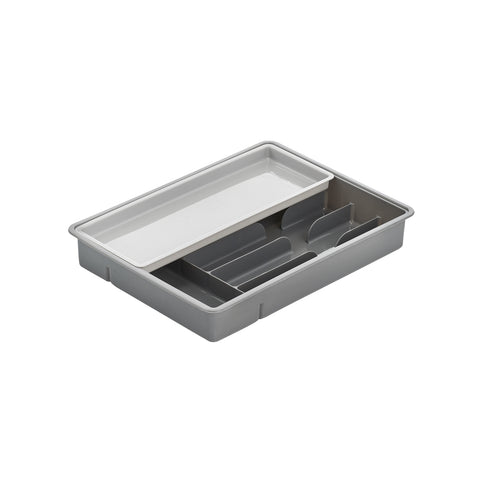 Organizador de cubiertos con 6 compartimentos de plástico gris