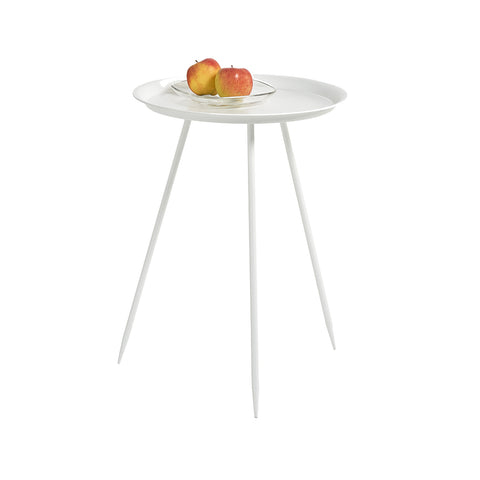 Mesa auxiliar redonda de metal blanco D. 39x53,5cm