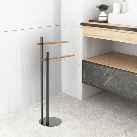 immagine-5-feridras-piantana-portasciugamani-2-bracci-in-bambu-in-acciaio-nero-22x805x22cm-ean-8056471553295
